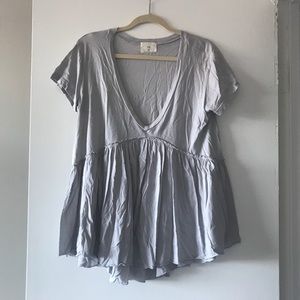 Anthropologie | Draped V Neck Peplum Tee